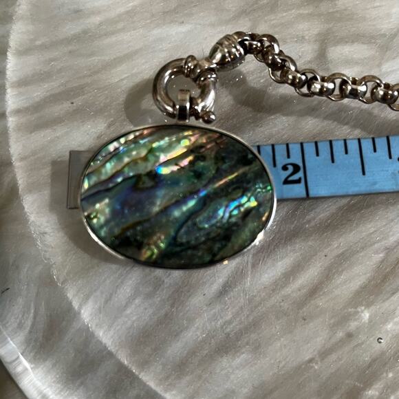 NEW Sterling Silver Large Abalone Shell Pendant Tahitian Peacock Pearl Necklace - Picture 16 of 16